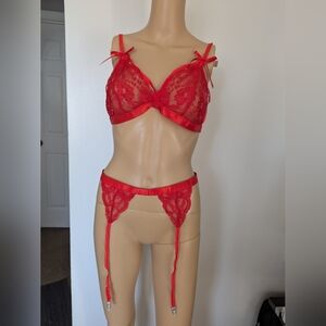 Avidlove Red  Hot Floral Lace sexy Lingerie Set Size L.